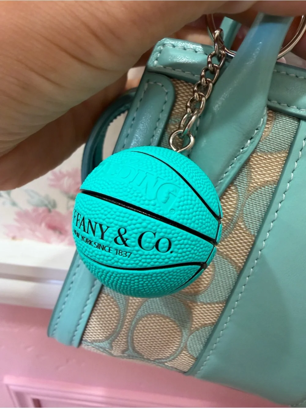 Tiffany & Co. Mini Basketball Keychain in Tiffany Blue and Silver
